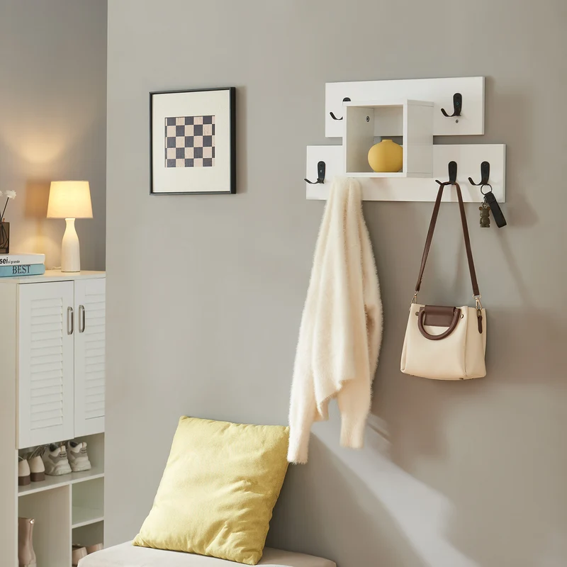 Wandgarderobe Vänd mit Ablagefach 32x60x14 cm Weiß [en.casa]