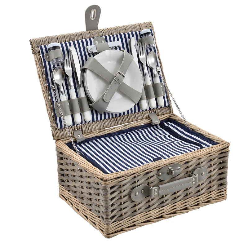 Picknickkorb mit Besteck-Set für 2/4 Personen in versch. Farben casa.pro