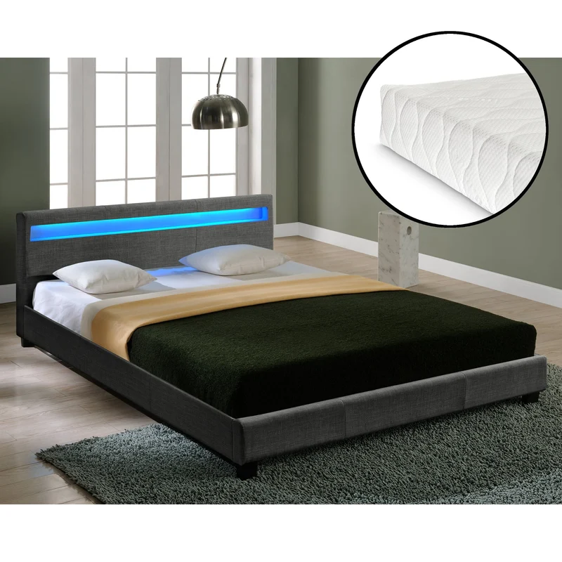 Modernes Stoffbett Bettgestell dunkelgrau CORIUM