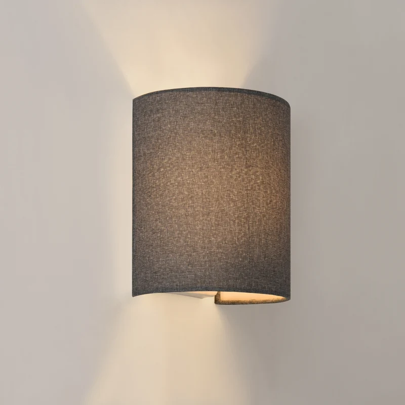 Wandleuchte Brüssel 1x E27 Halbrund 20 x 17,5 x 13 cm aus Leinen lux.pro