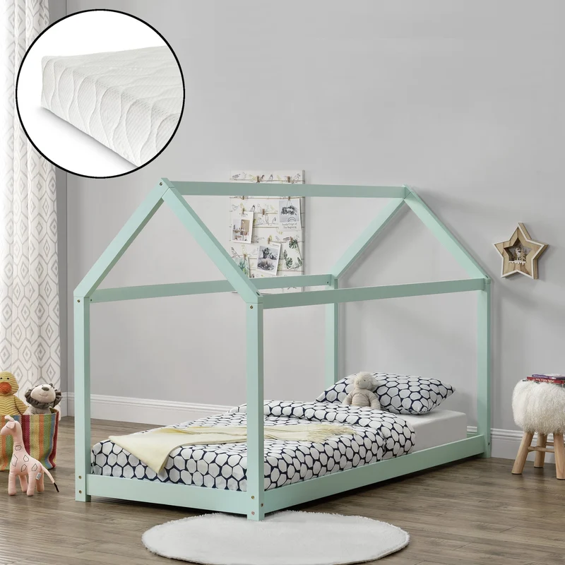 Kinderbett Netstal 90x200 cm mit Kaltschaummatratze Natur [en.casa]