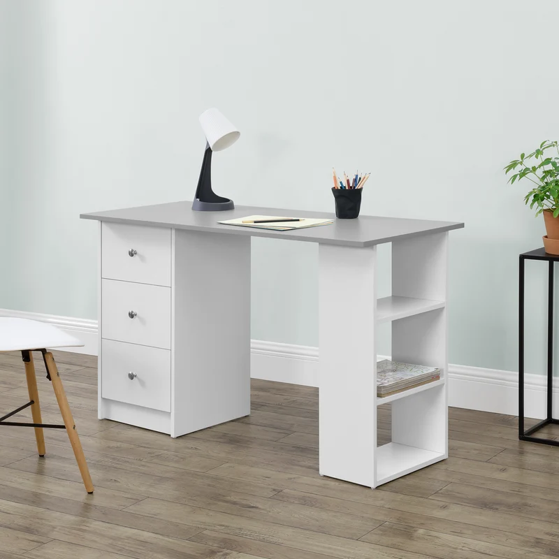 Schreibtisch Lemberg 120x50x72 cm mit Schubladen + Ablage en.casa