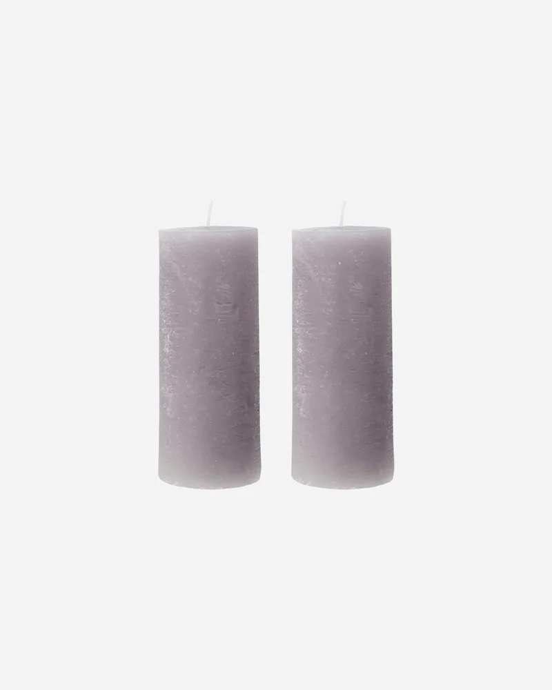 2er Stumpenkerzen, Rustic Wax Grau