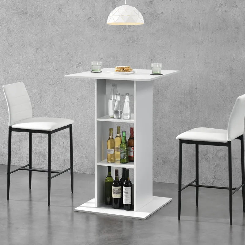 Bartisch Visby 110x70x70 cm mit 3 Regalfächern en.casa