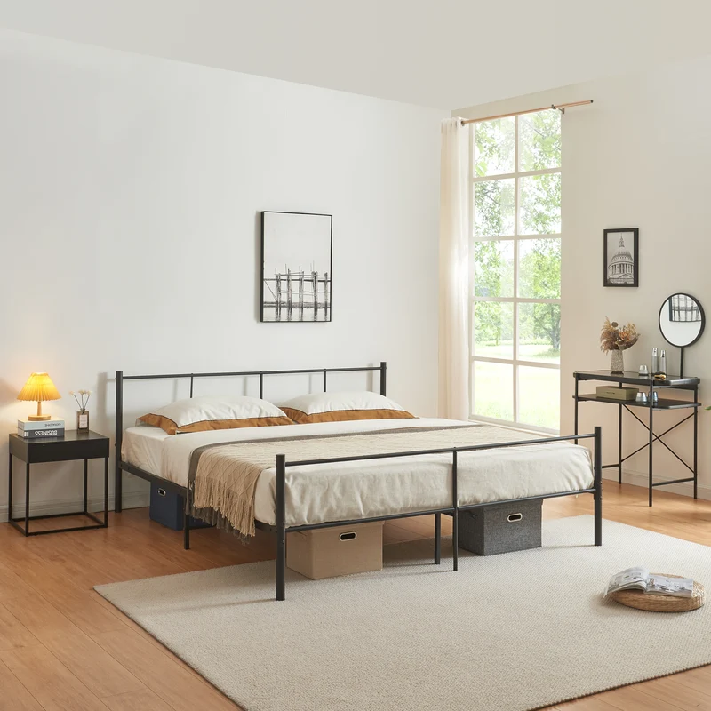 Metallbett Laos in versch. Größen Schwarz [en.casa]