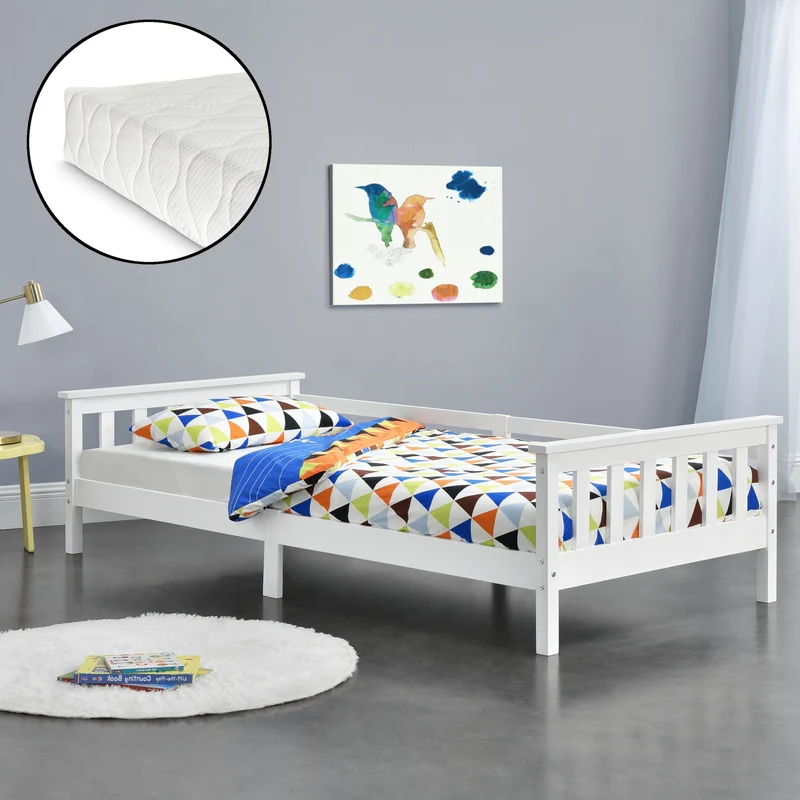 Kinderbett Nuuk mit Kaltschaummatratze in versch. Farben und Größen [en.casa]