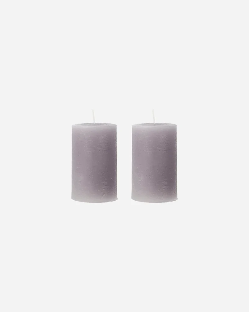 2er Stumpenkerzen, Rustic Wax Grau