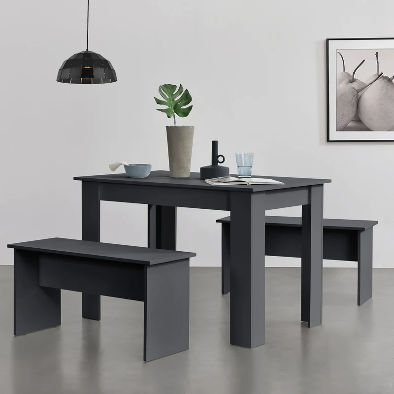 Tisch- und Bank Set 110x70 cm in versch. Farben en.casa