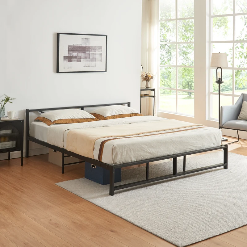 Metallbett Meran Stahl Schwarz [en.casa]