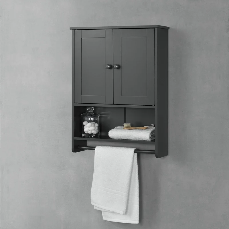 Badezimmerschrank Steyr 65x49x15 cm mit Handtuchhalter MDF versch. Farben en.casa