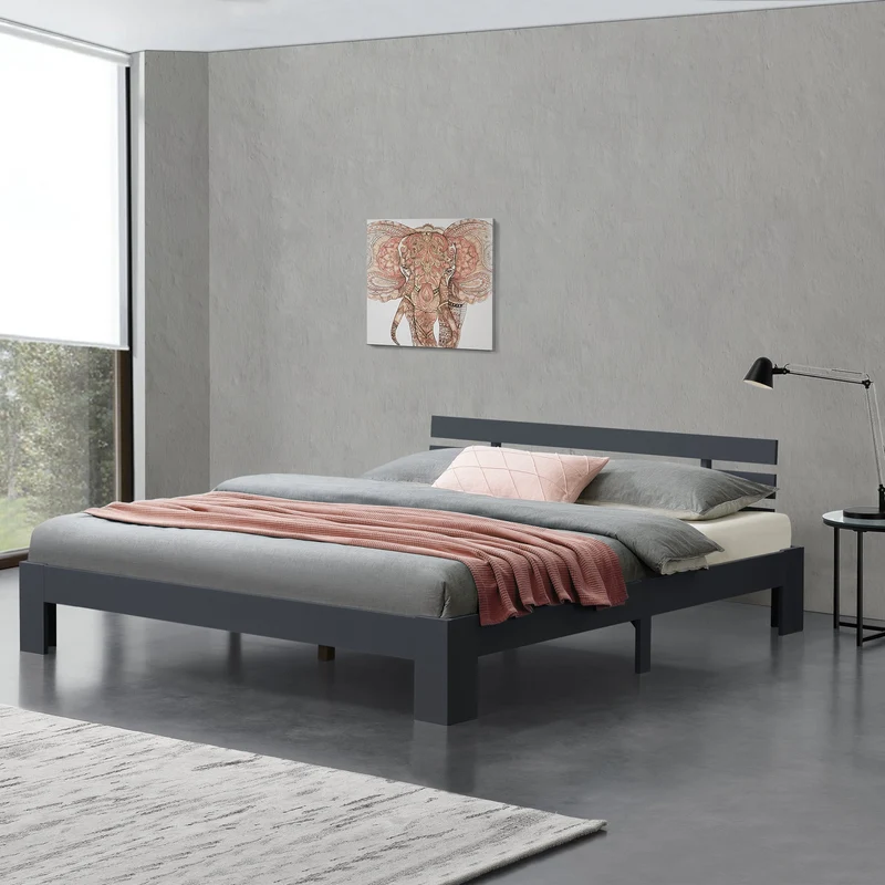 Holzbett Nivala mit Kopfteil versch. Farben und Größen en.casa