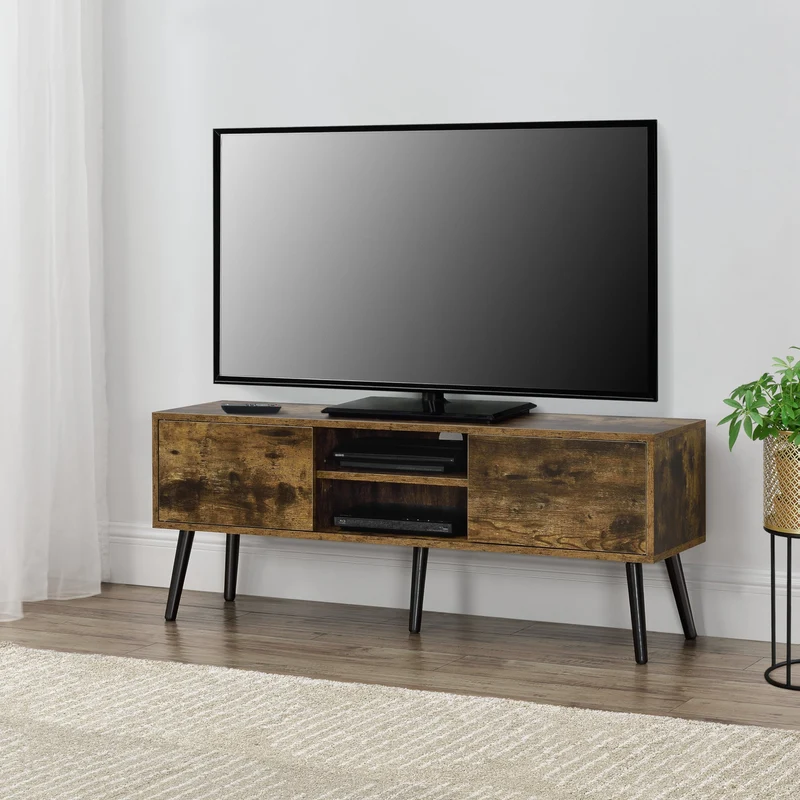 Fernsehtisch Eskilstuna mit 2 Schranktüren und 2 Ablagen [en.casa]