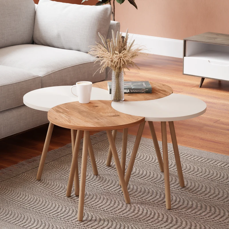 Couchtisch Højer im 4er Set 48 x 45 x 32 cm versch. Farben [en.casa]