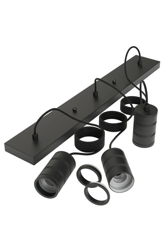 Multi Cord Retro Pendel 3x E27 Rechteckig Schwarz