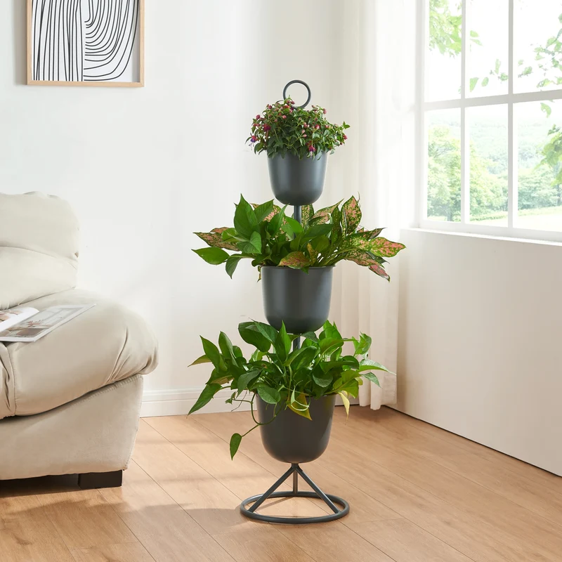Blumenständer Alphen mit Pflanzentöpfen Metall [en.casa]