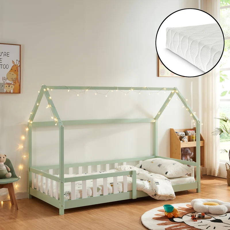 Hausbett Hesel mit Matratze und Rausfallschutz [en.casa]
