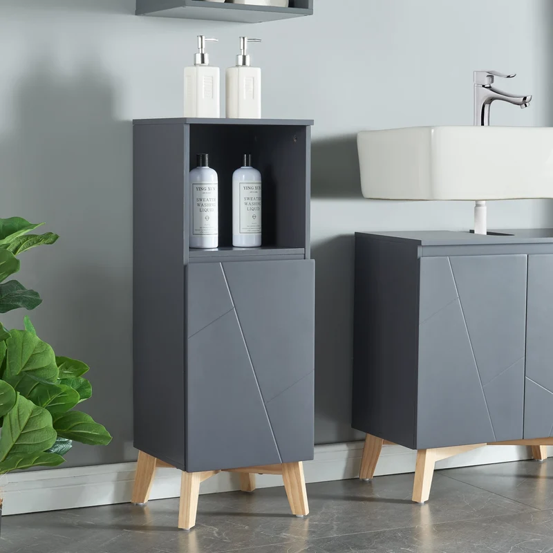 Badezimmerschrank Overath Grau [en.casa]