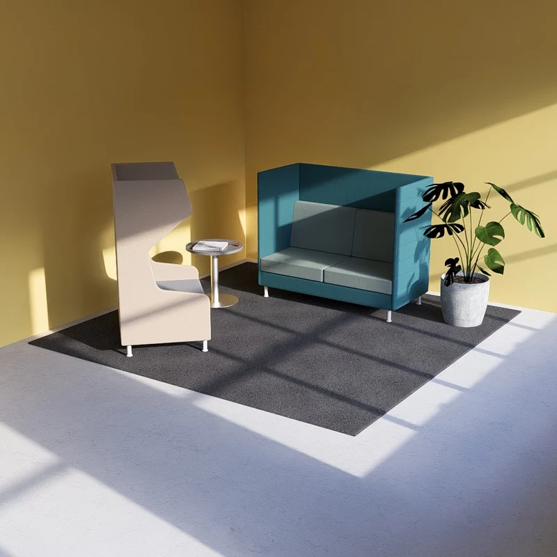Bürolounge-Set MEET – New Work | 2 Sofas, Tisch & Teppich