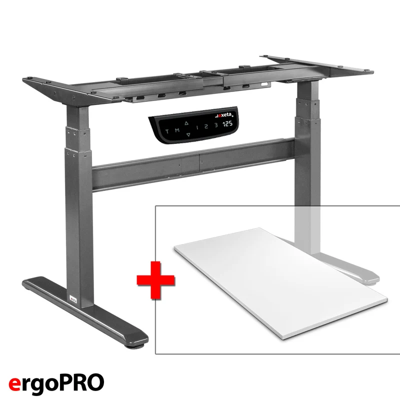 Spar-Bundle ergoPRO grau + Tischplatte weiss 120x75x2,5cm