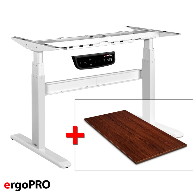 Spar-Bundle ergoPRO weiss + Tischplatte nussbaum 150x75x2,5cm