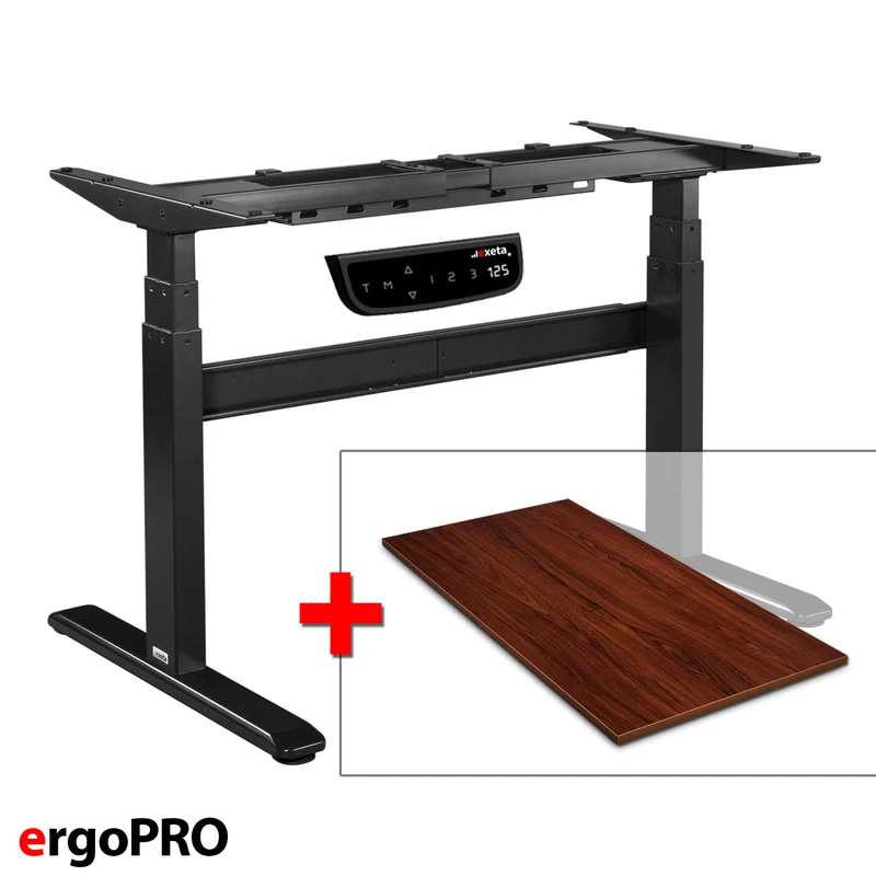 Spar-Bundle ergoPRO schwarz + Tischplatte nussbaum 120x75x2,5cm