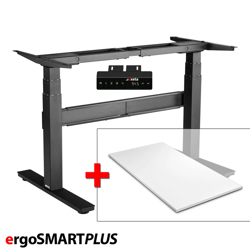 Spar-Bundle ergoSMARTPLUS schwarz + Tischplatte weiss 150x75x2,5cm
