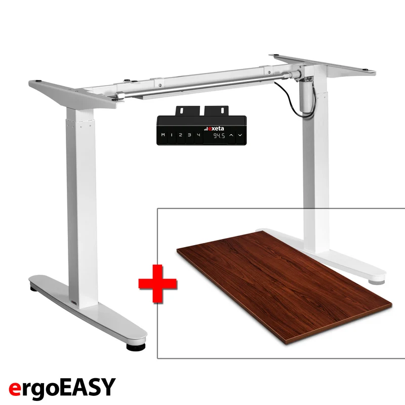Spar-Bundle ergoEASY weiss + Tischplatte nussbaum 150x75x2,5cm