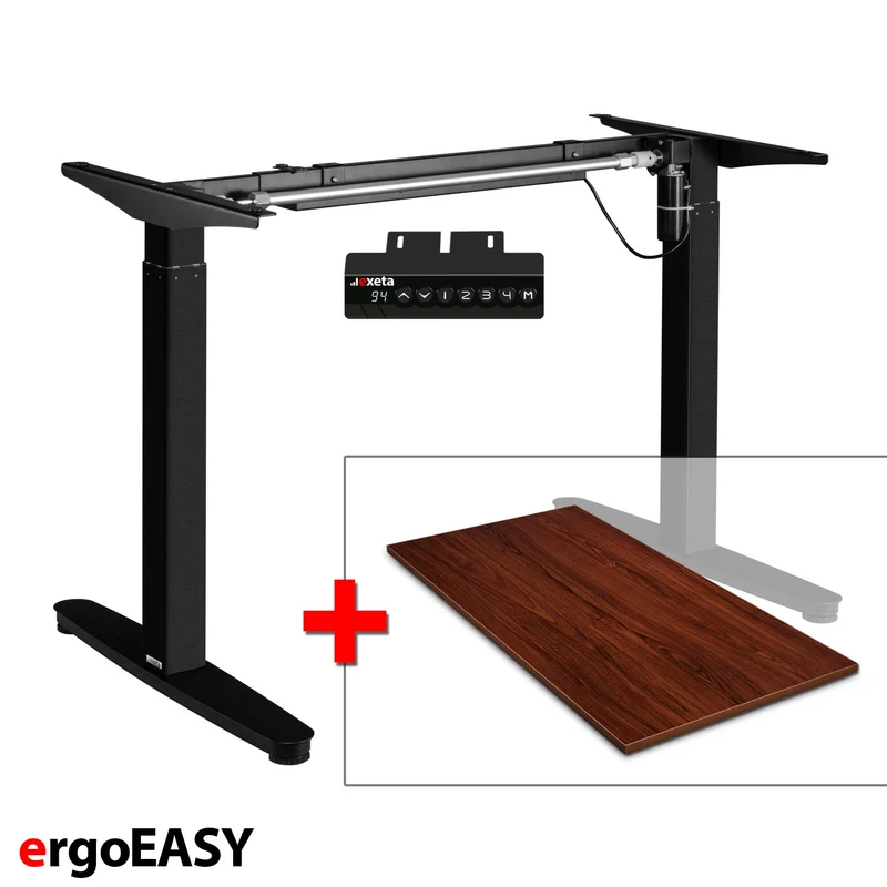 Spar-Bundle ergoEASY schwarz + Tischplatte nussbaum 150x75x2,5cm