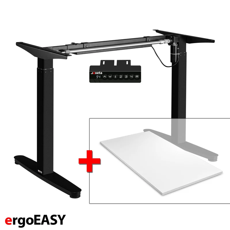 Spar-Bundle ergoEASY schwarz + Tischplatte weiß 120x75x2,5cm