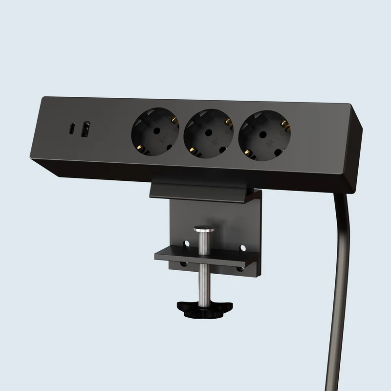 Maidesite 3 Fach Tischsteckdose mit USB C und A 1.8M Kabel Steckdosenleiste