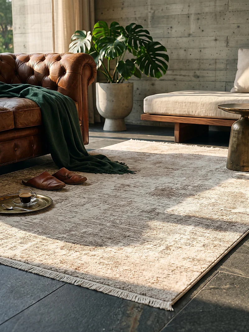 Kurzflor-Teppich Distressed Marmoroptik - Polypropylen-Polyester-Mix, 8 mm Gesamthöhe