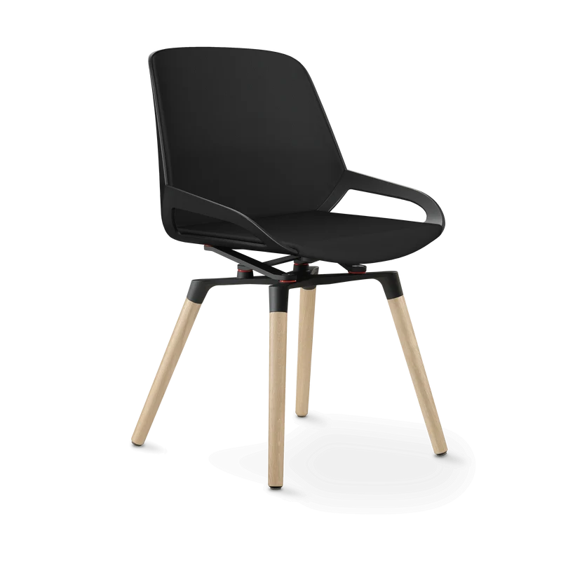 Aeris Numo Comfort Holzbeine Eiche Kunstleder Mediflex schwarz