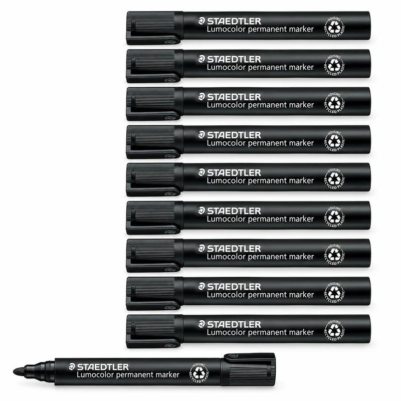Staedler Permanentmarker Schwarz Lumocolor 352 Wasserfest 10 Stück