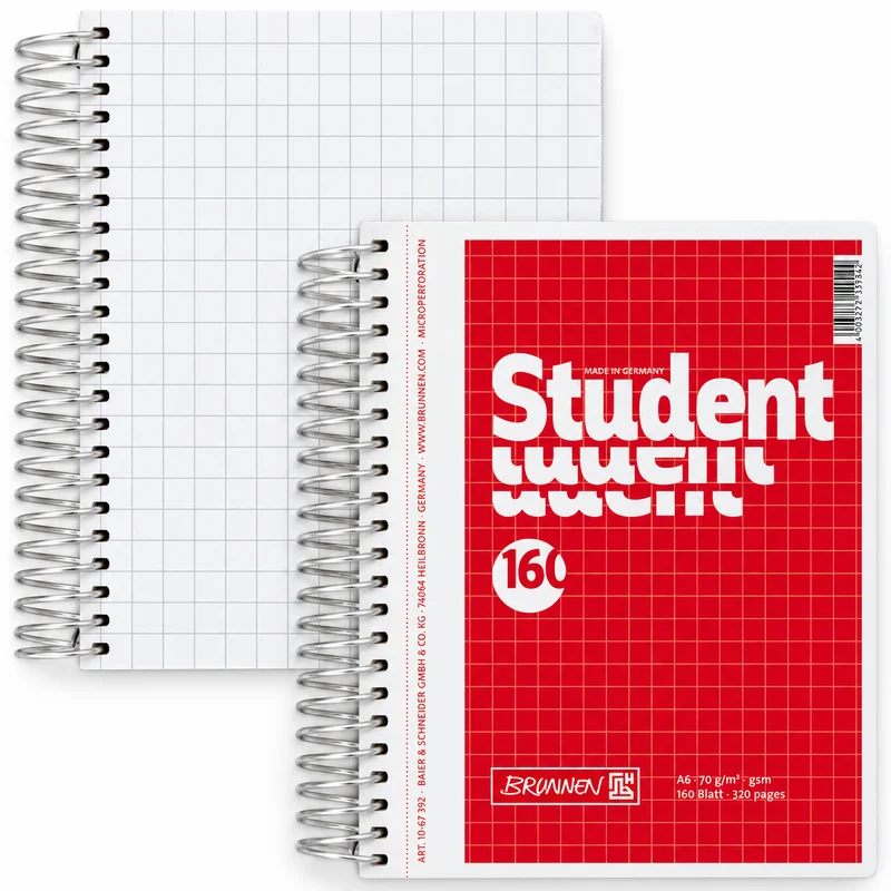 Brunnen Collegeblock Student DIN A6 kariert ohne Rand 1 Stück