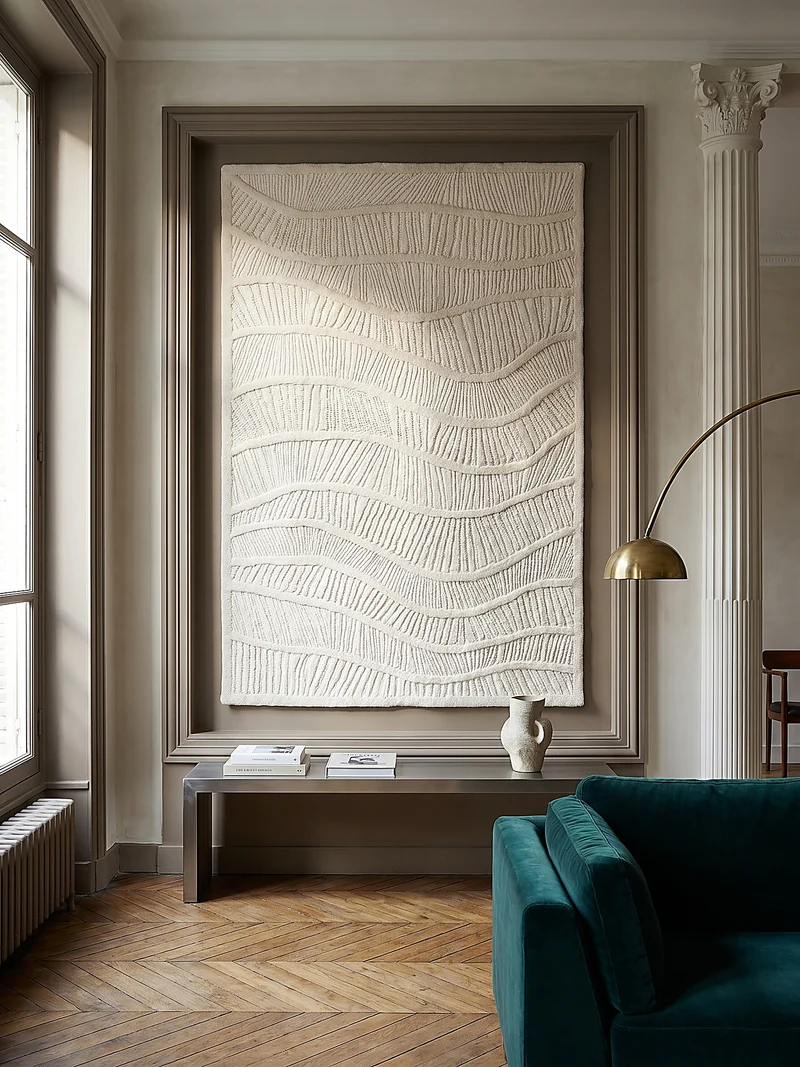 Wollteppich Wellenrelief · 80 % Wollanteil · 14 mm Mittelflor