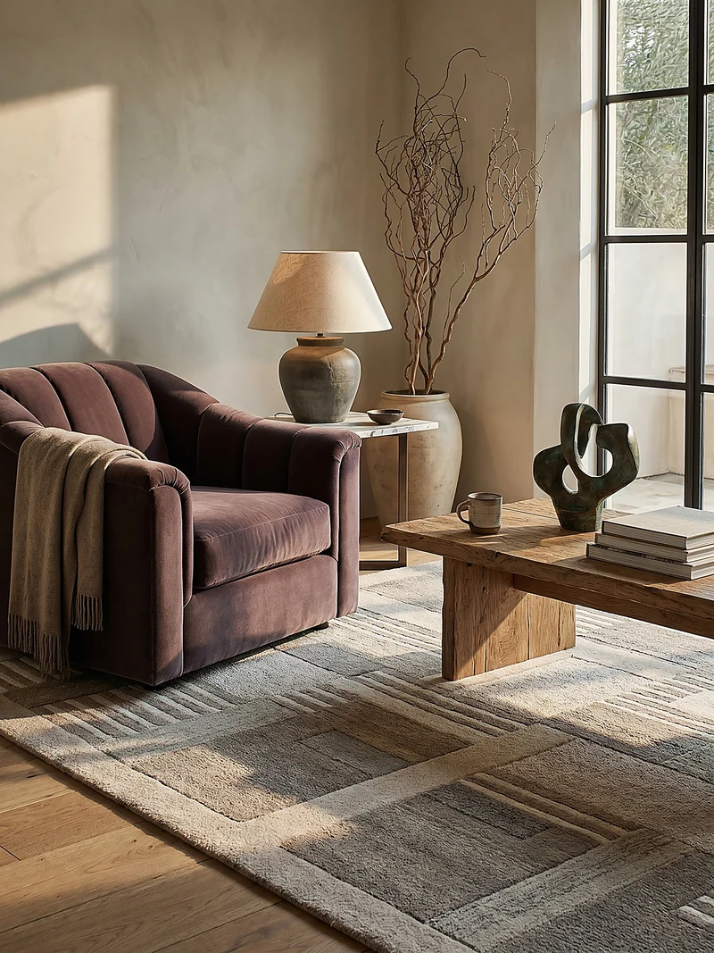 Wollteppich Naturgarn-Muster · 100 % Wolle · 6 mm Kurzflor