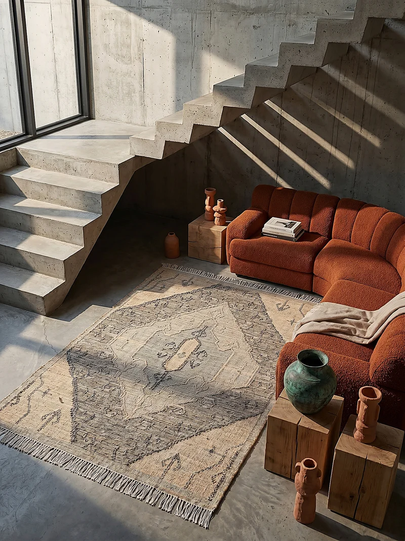 Flachgewebe-Naturfaserteppich Vintage · Wolle & Jute · handgewebt
