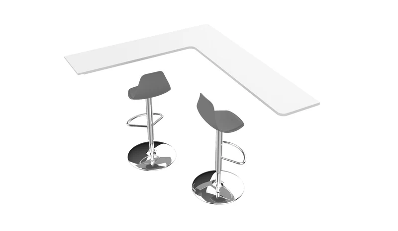 L-Tisch & 2x Bar Chair für Classic-Line M2