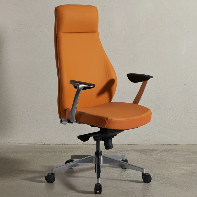 Bürostuhl Kunstleder bis 120 kg mit Wippmechanik, Armlehnen und hoher Rückenlehne, Schwarz 74x74x125 cm