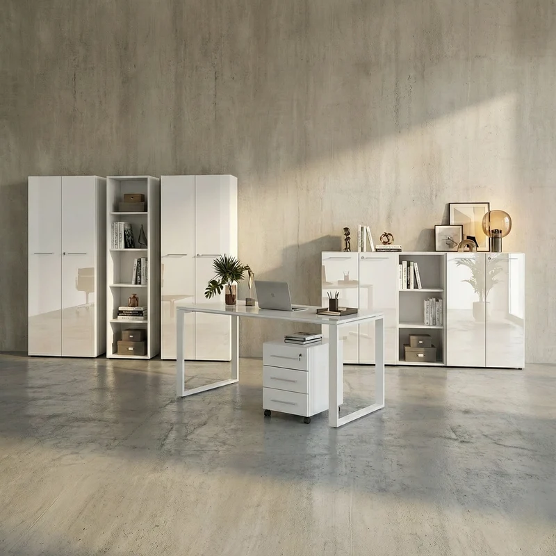 Büro-Set 8-teilig | Glas & Abschließbar & Soft-Close