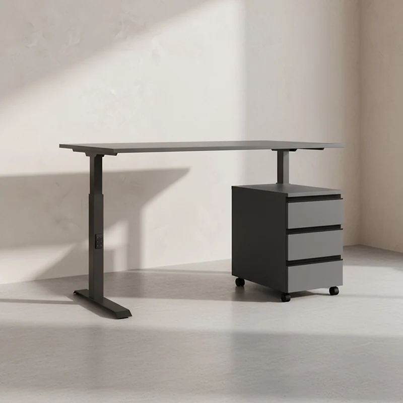 Büro-Set 2-teilig | Schreibtisch höheneinstellbar (68-91cm) & Rollcontainer (Soft-Close)