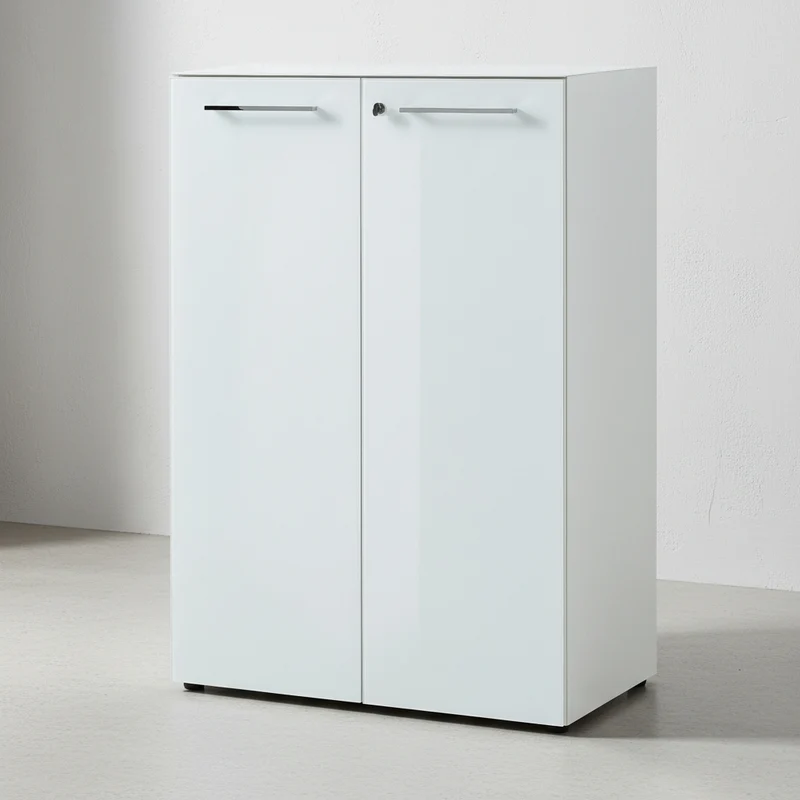 Aktenschrank 80x37x120cm | Glasfront Soft-Close Abschließbar