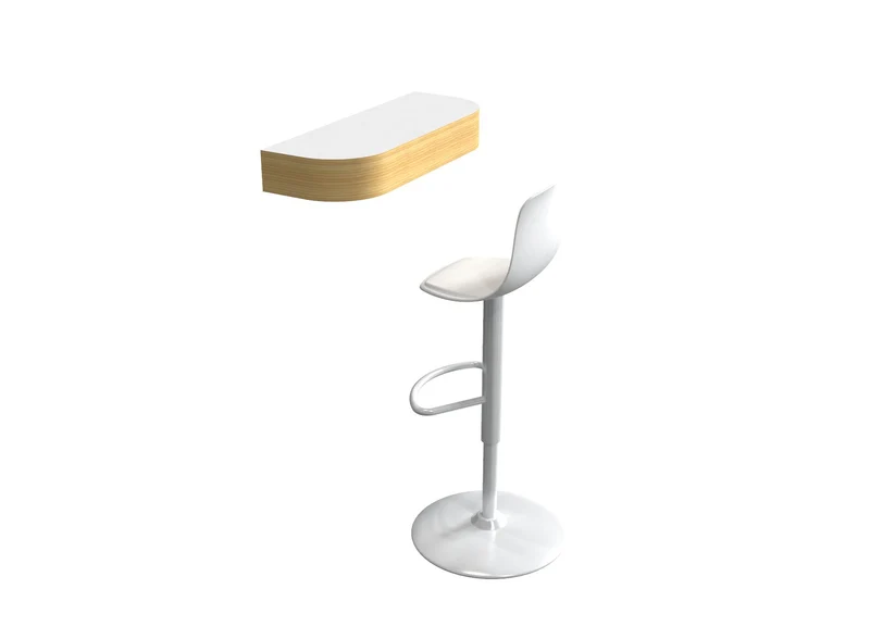 Tisch Holzoptik & Bar Chair für Classic-Line S1 & S2