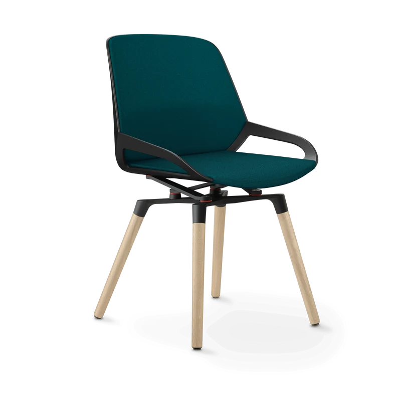 Aeris Numo Comfort Holzbeine Eiche Sitzbezug petrolblau meliert