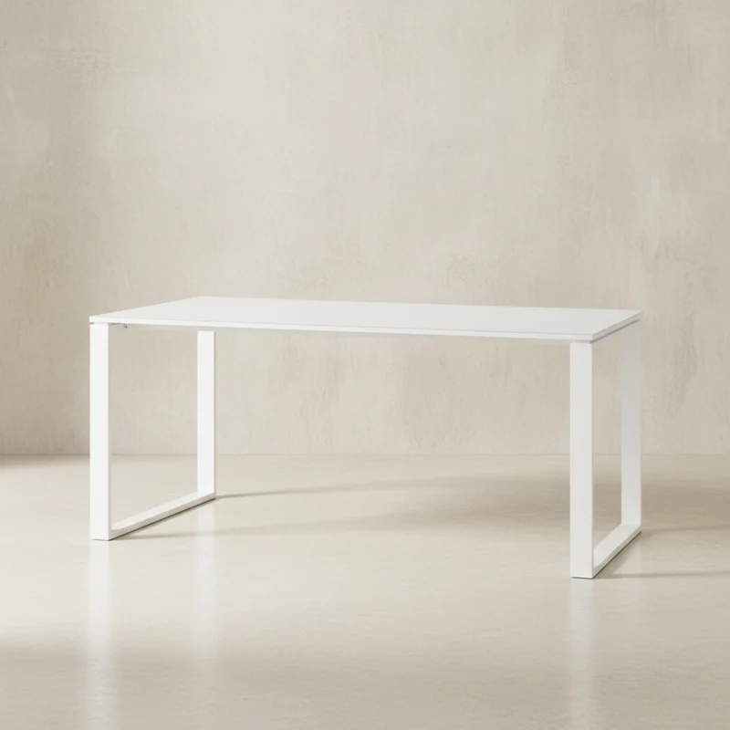 Schreibtisch Glasplatte & Kufengestell | 160x80 cm Weiß