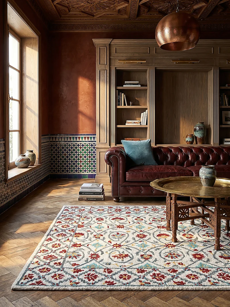 Wollteppich Orientmuster Floral Suzani, Wohnzimmer