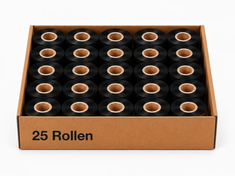 Thermotransferband Wachs 25 Rollen 58mm x 74m K:12,7mm AW