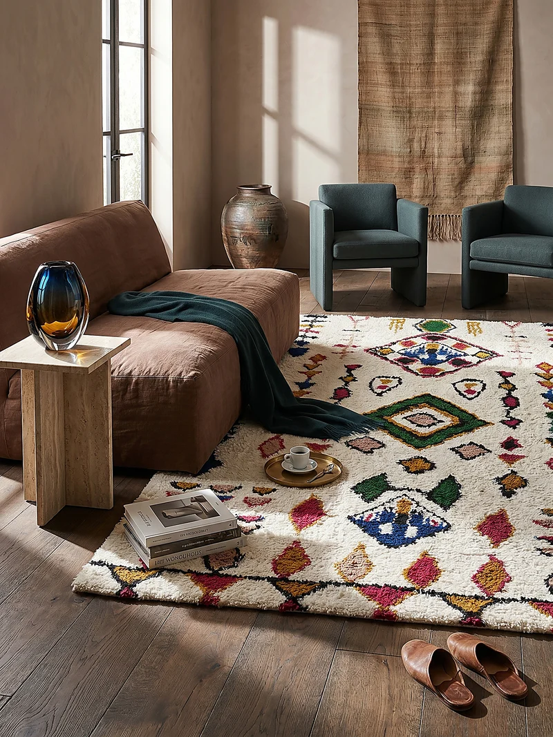 Teppich Berber-Stil handgetuftet aus reiner Wolle, Shaggy
