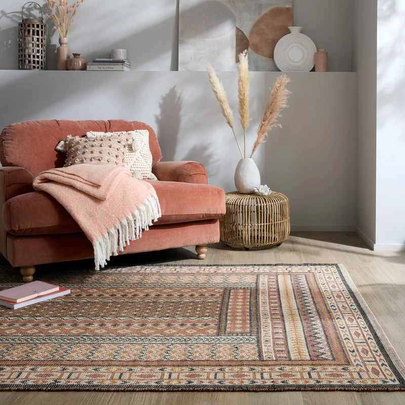 Teppich Kurzflor Ethno Muster, Orientalisch, Wohnzimmer