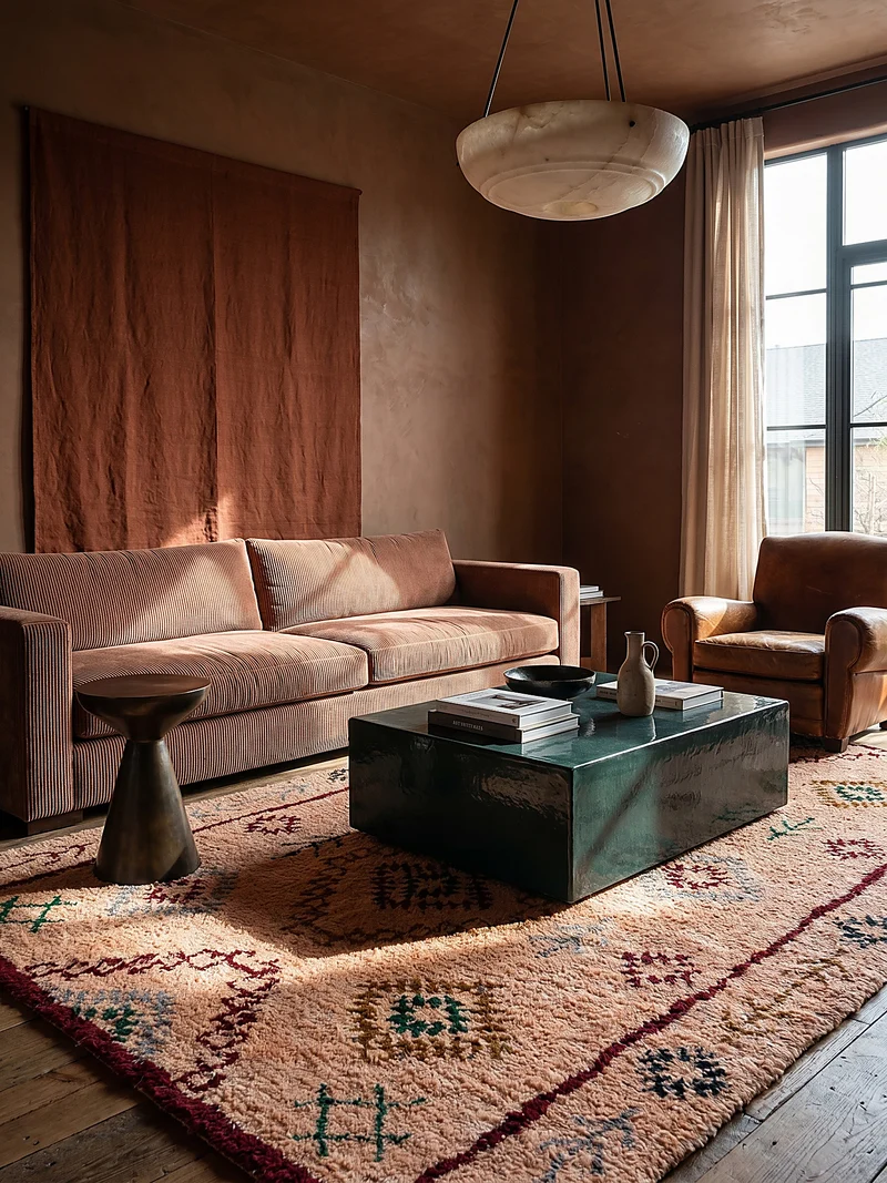 Wollteppich Hochflor Rauten, Ethno (Berber), Schlafzimmer